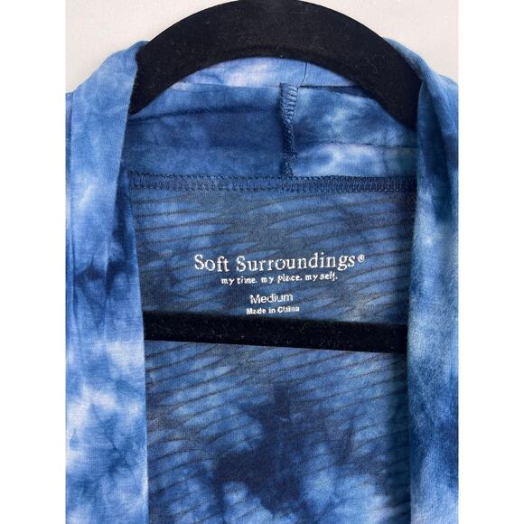 Soft Surroundings Blue Tie Dye Open Front Cardigan Size Medium - Picture 6 of 7